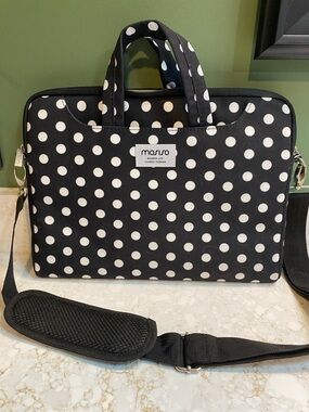 MOSISO Black & White Polka Dot Laptop Briefcase